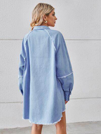Raw Hem Button Up Denim Dress for Effortless Style